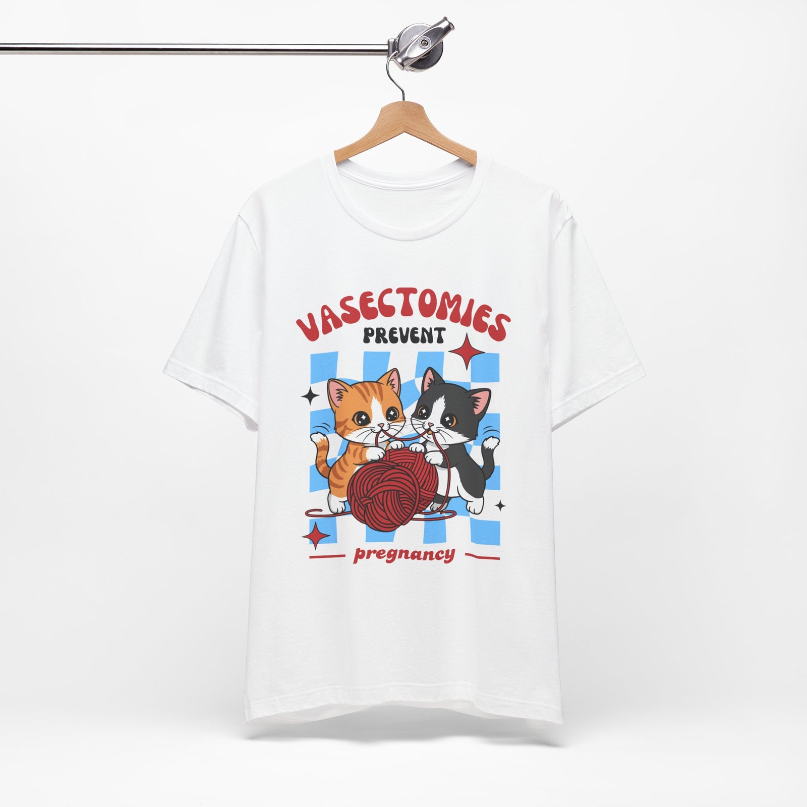 Vasectomies Prevent Pregnancy Adult T-Shirt | Cute Kittens Yarn Design - Image 4