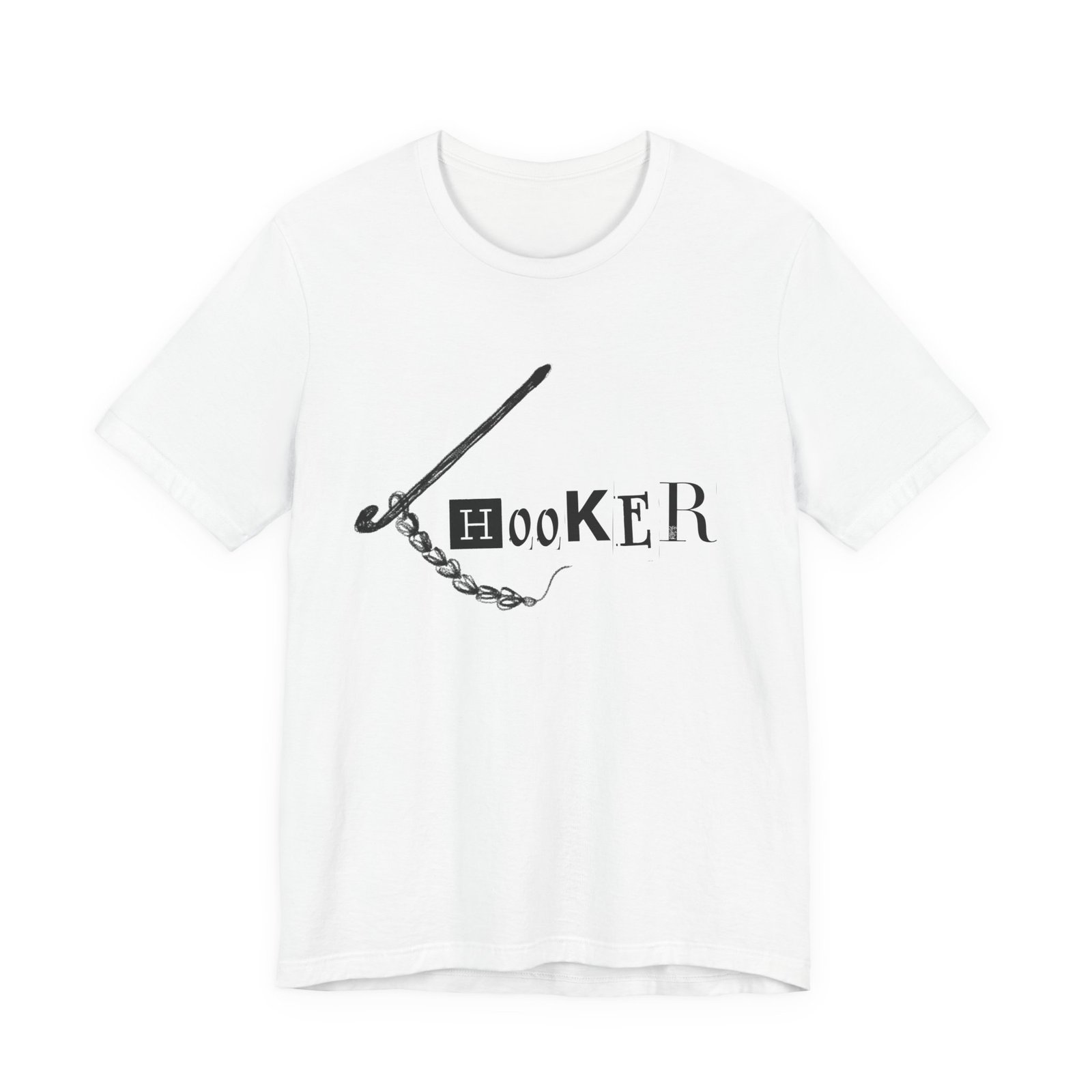 Crochet Hook T-Shirt — Humorous Crochet Hook & Chain Design in Black Print
