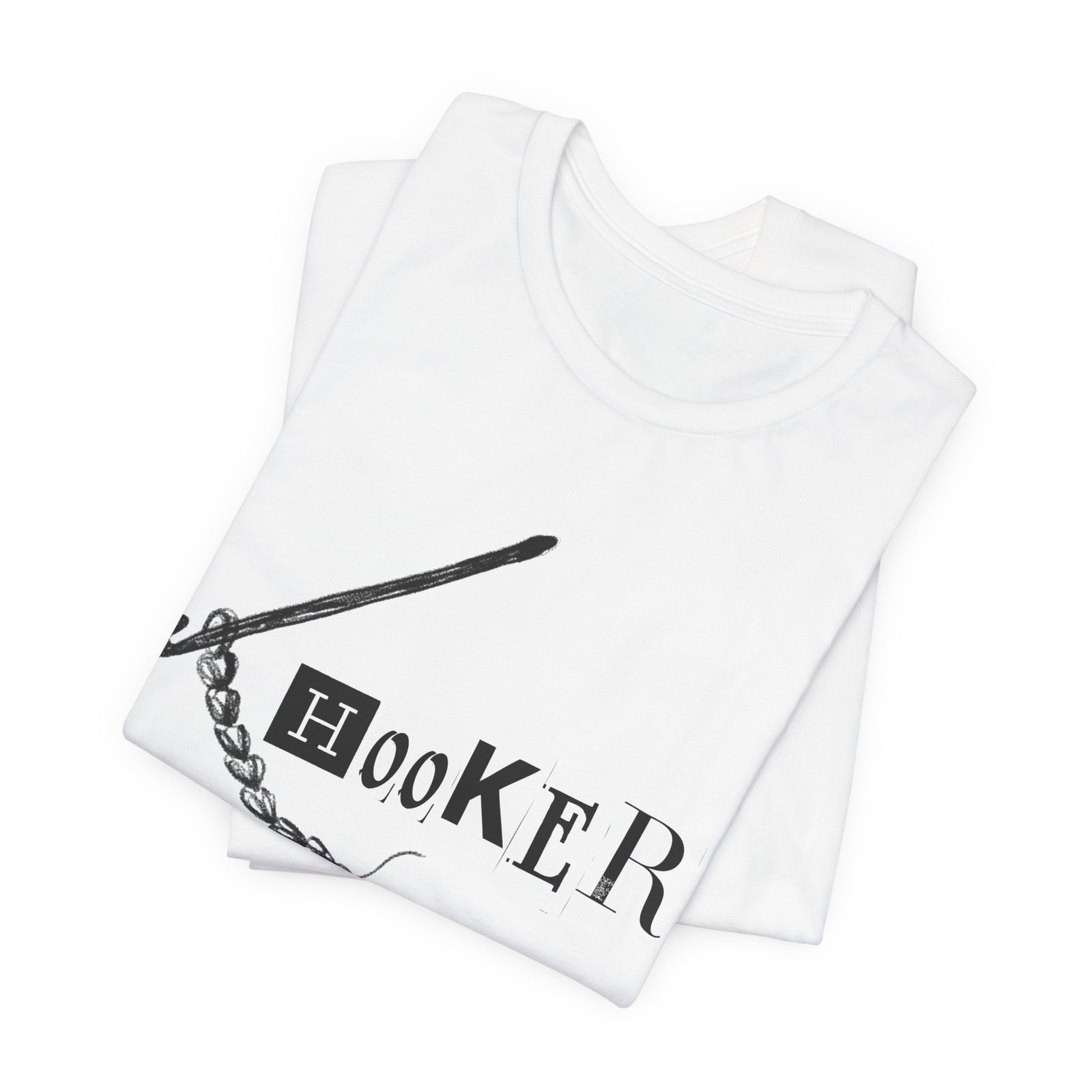 Crochet Hook T-Shirt — Humorous Crochet Hook & Chain Design in Black Print - Image 3