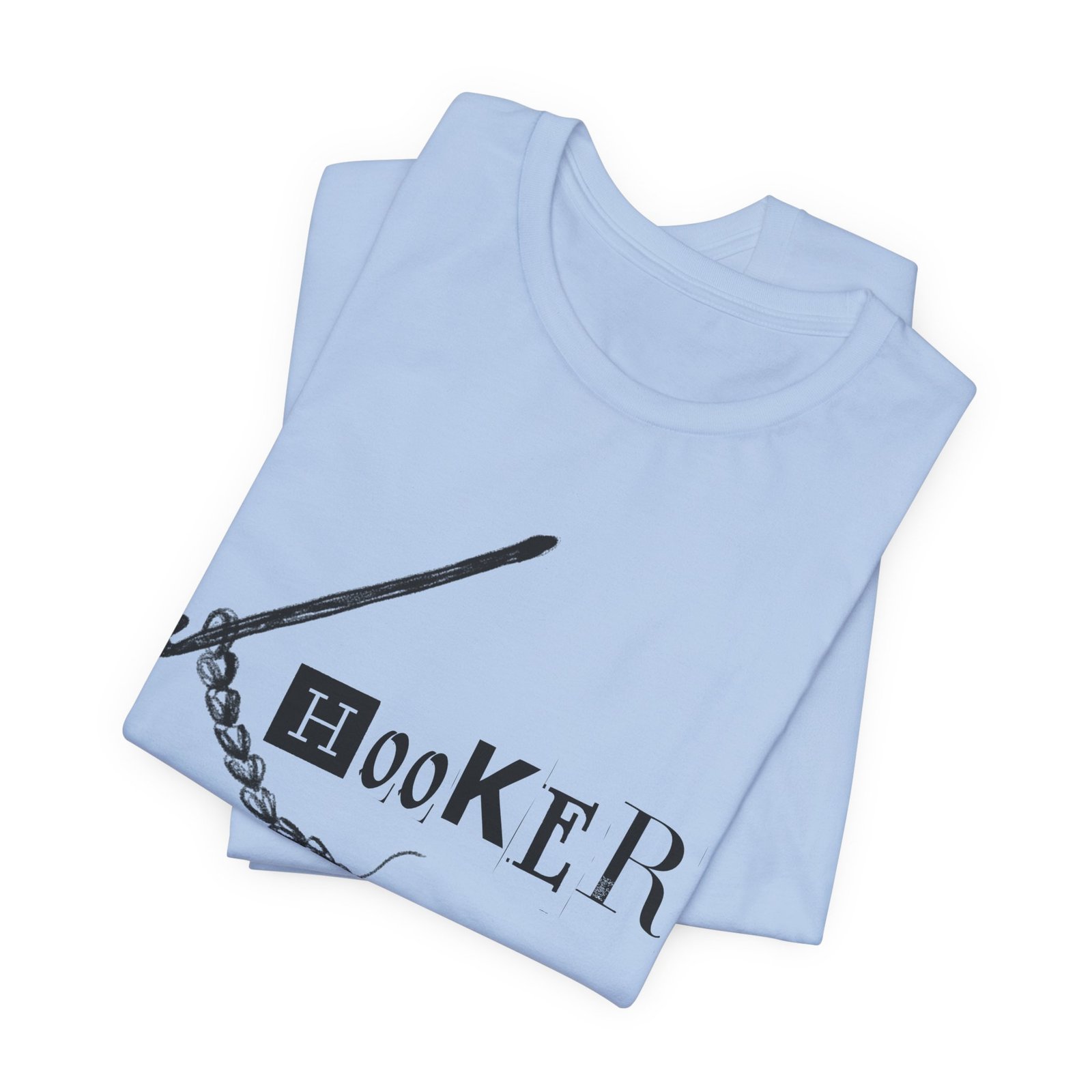 Crochet Hook T-Shirt — Humorous Crochet Hook & Chain Design in Black Print - Image 7