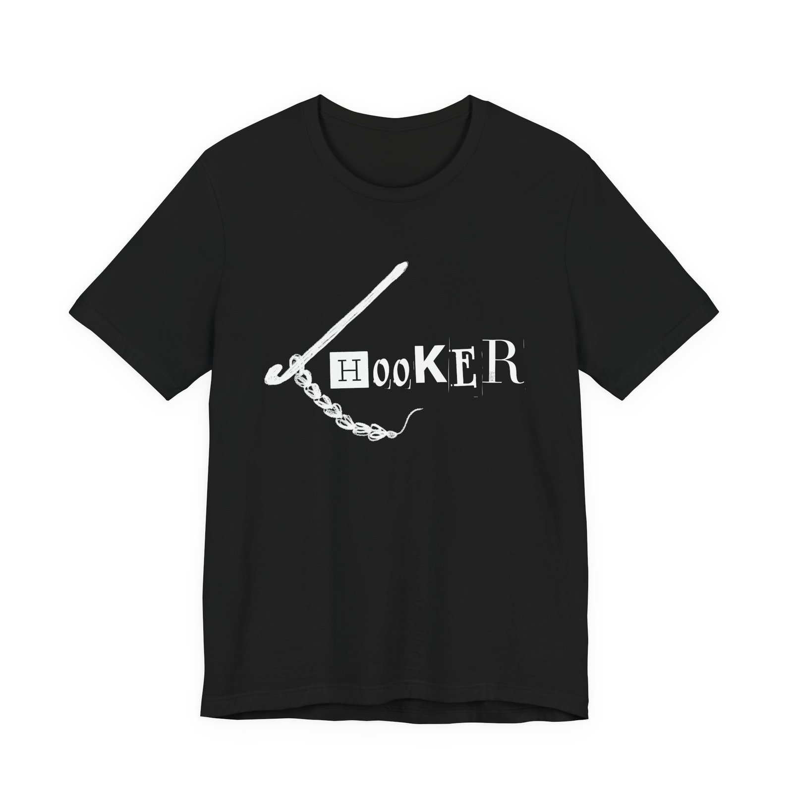 Funny Crochet ‘Hooker’ Tshirt – Crochet Hook & Chain Design – Gift