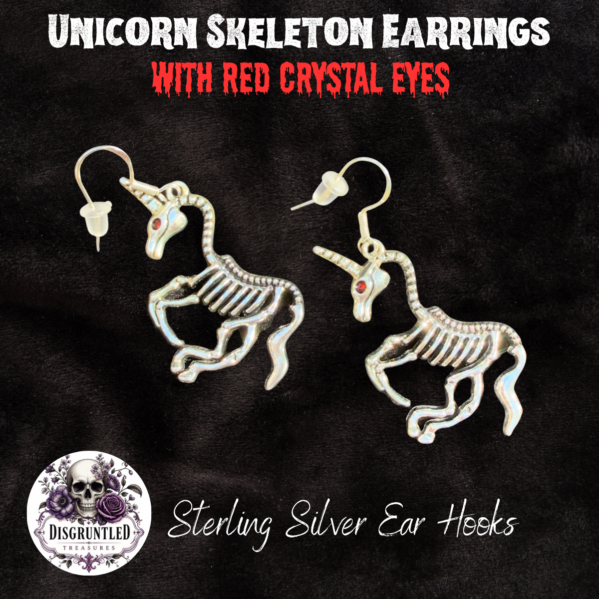 Unicorn Skeleton Earrings